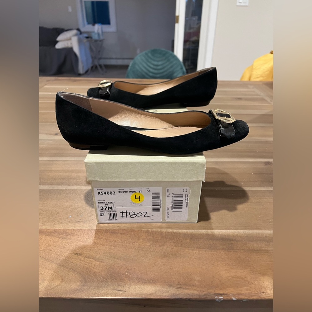 Women’s Armani Collezioni Black Suede Flats